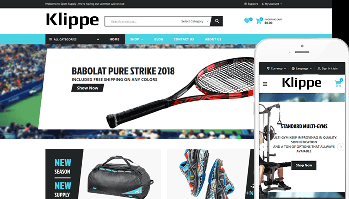 Theme WordPress bán đồ thể thao – Klippe