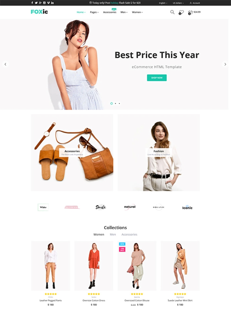 Foxic là mẫu website thiết kế thời trang chuyên nghiệp dành cho các cửa hàng thời trang