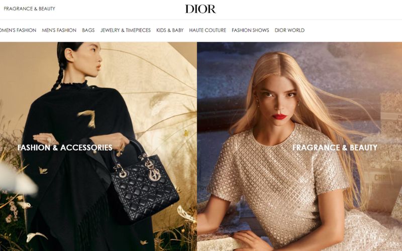 Mẫu web thời trang của thương hiệu Dior