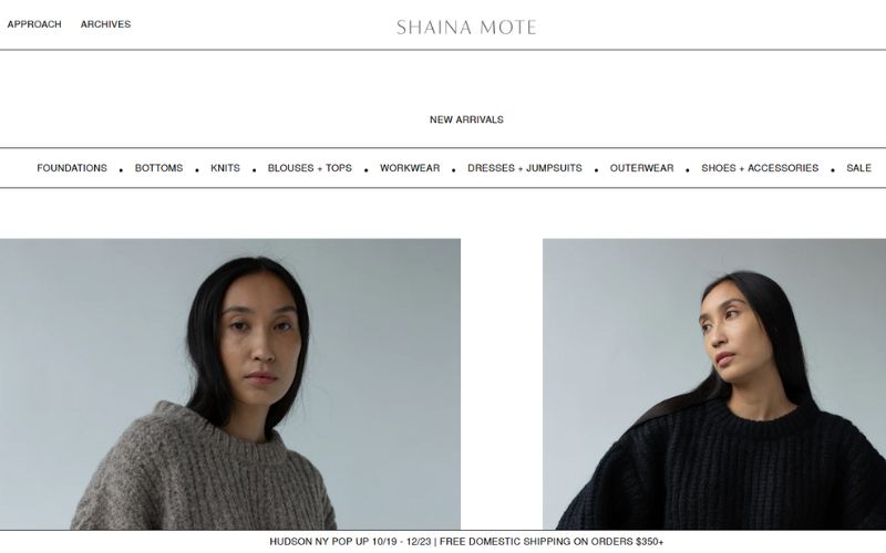 Mẫu web của thương hiệu Shaina Mote