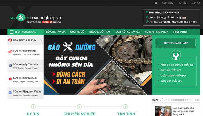 Suaxechuyennghiep.vn - Trang web bán linh kiện, phụ tùng xe máy
