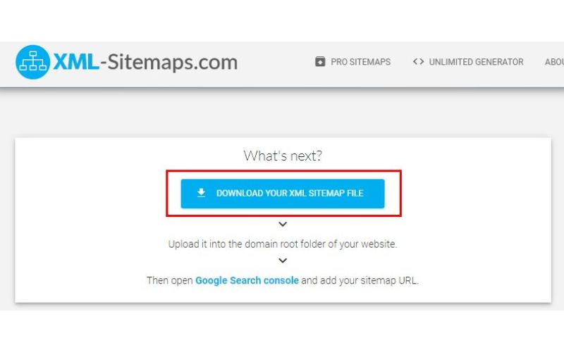 Xem trước và tải xuống XML Sitemap