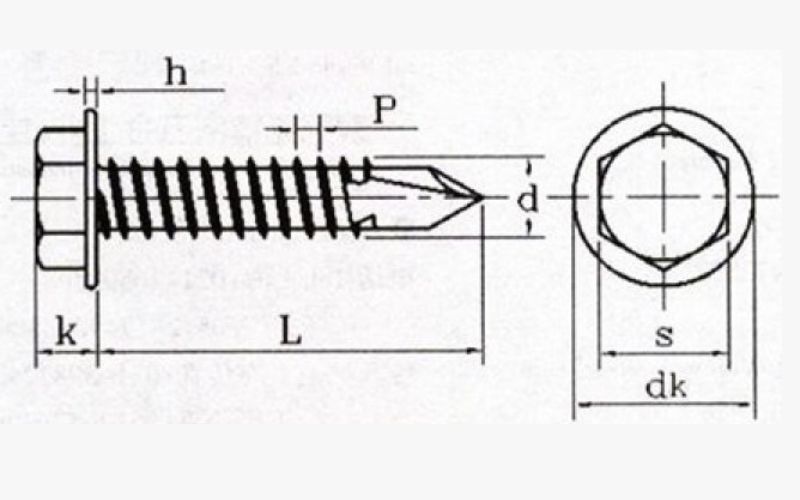 kích thước vít bắn tôn